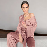 Long Oversized Silk Sleepwear Silk Pajama Robe Set for Women